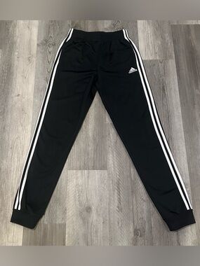 Adidas Boys Black 3-Stripe Track Pants Joggers Size: XL 18/20